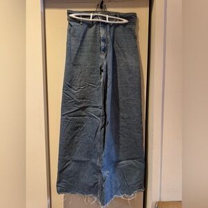 Zara Marine Wide Leg, High Waisted Jeans - Medium Wash